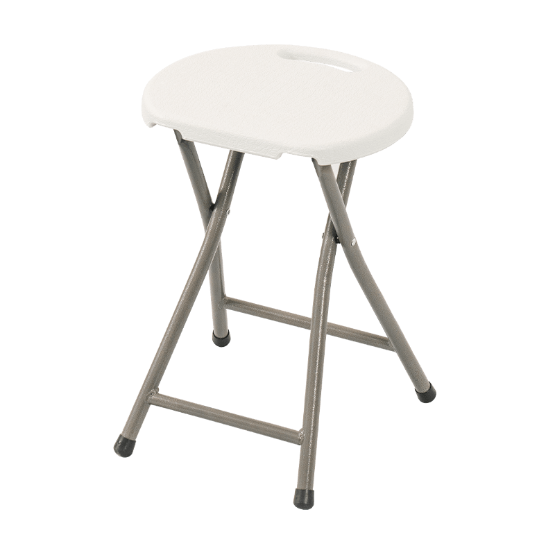 White circular folding high stool