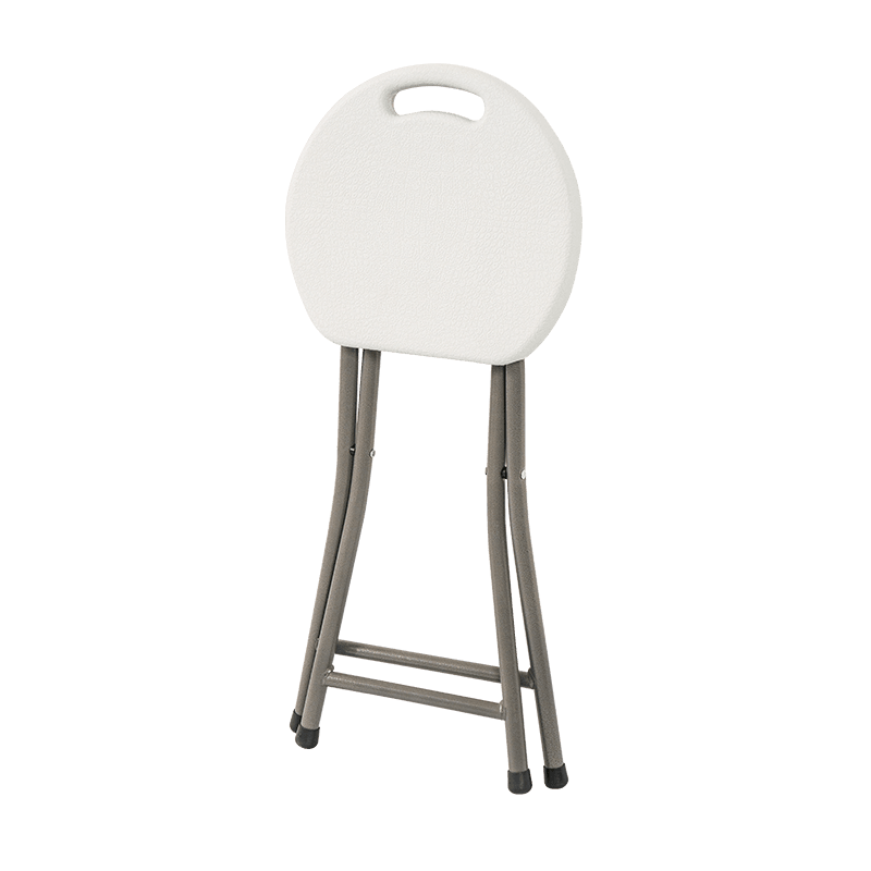 White circular folding high stool